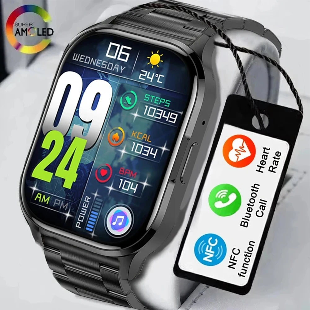 2024 New 2.01-inch Men's and Women's Bluetooth Call Couple Smart Watch Android Compatible Apple Fitness Sports Electronic Watch