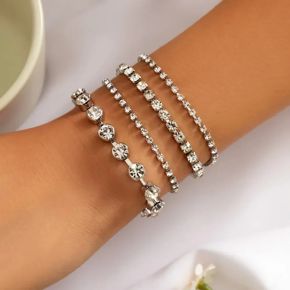 2024 New Fashion Imitation Pearl Crystal Chain Bracelet- Stainless Steel Heart Bangle