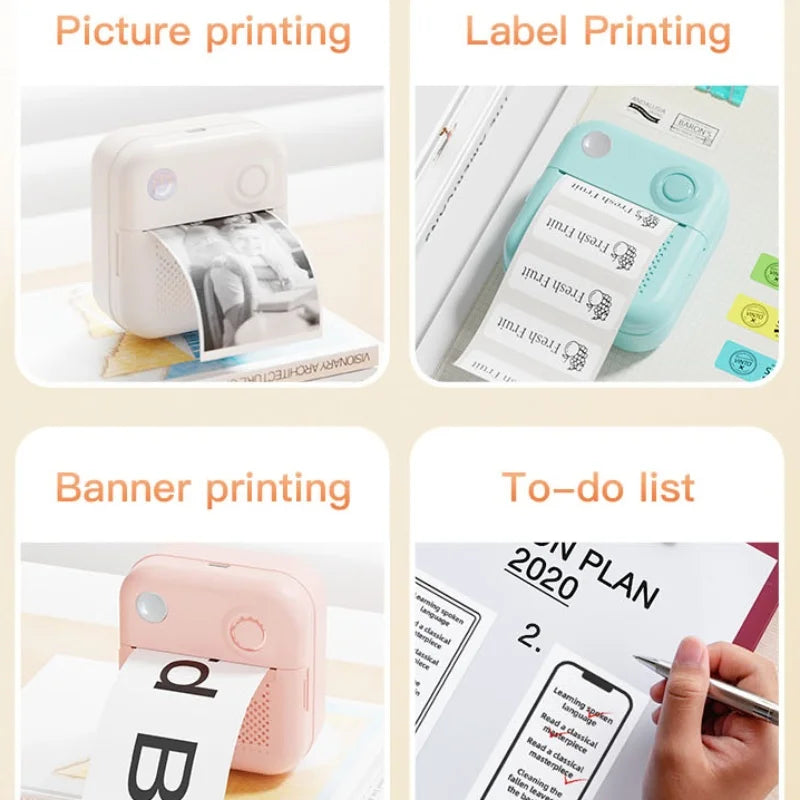 Dolewa D3 Portable Printer Thermal Paper Stickers Paper Mini Printers Labels Maker Printer for Error Printing Photo Printing