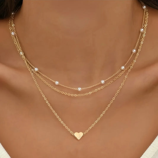 LATS Multilayer Pearl  Pendant Necklaces for Women (Gold Color - Fashion Jewelry)